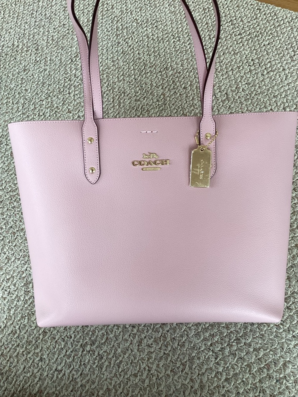 Coach Light Pink Leather Tote with Gold Hardware
